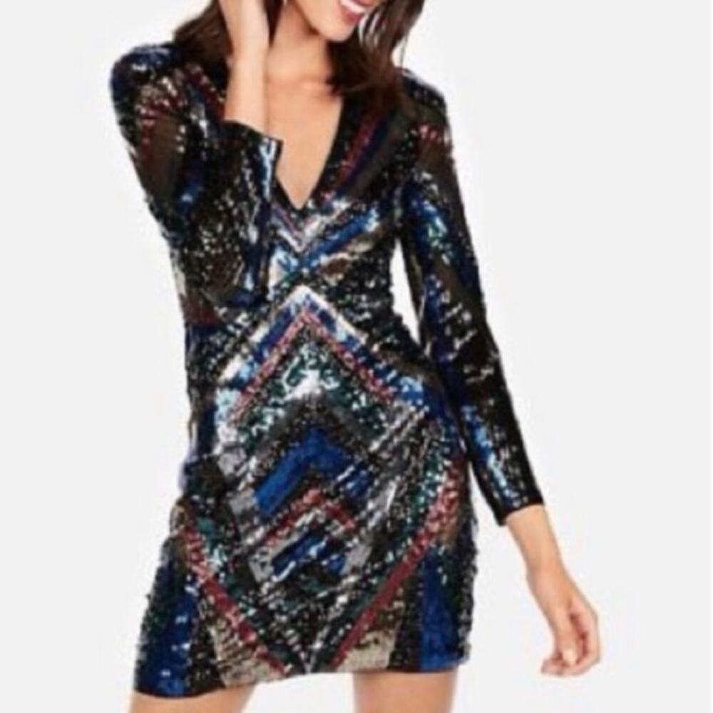 EXPRESS NWT Multi-Color Chevron Patterned Sequin … - image 5